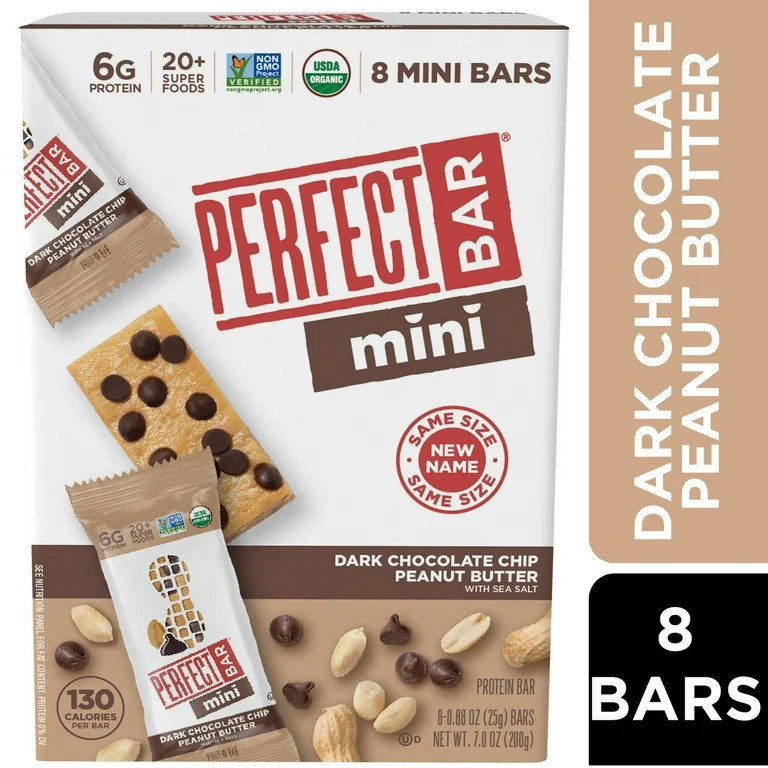 Perfect Bar Mini, Organic, Dark Chocolate Chip Peanut Butter, Protein Bar, 0.88 oz, 8 Count - Wal... | Walmart (US)