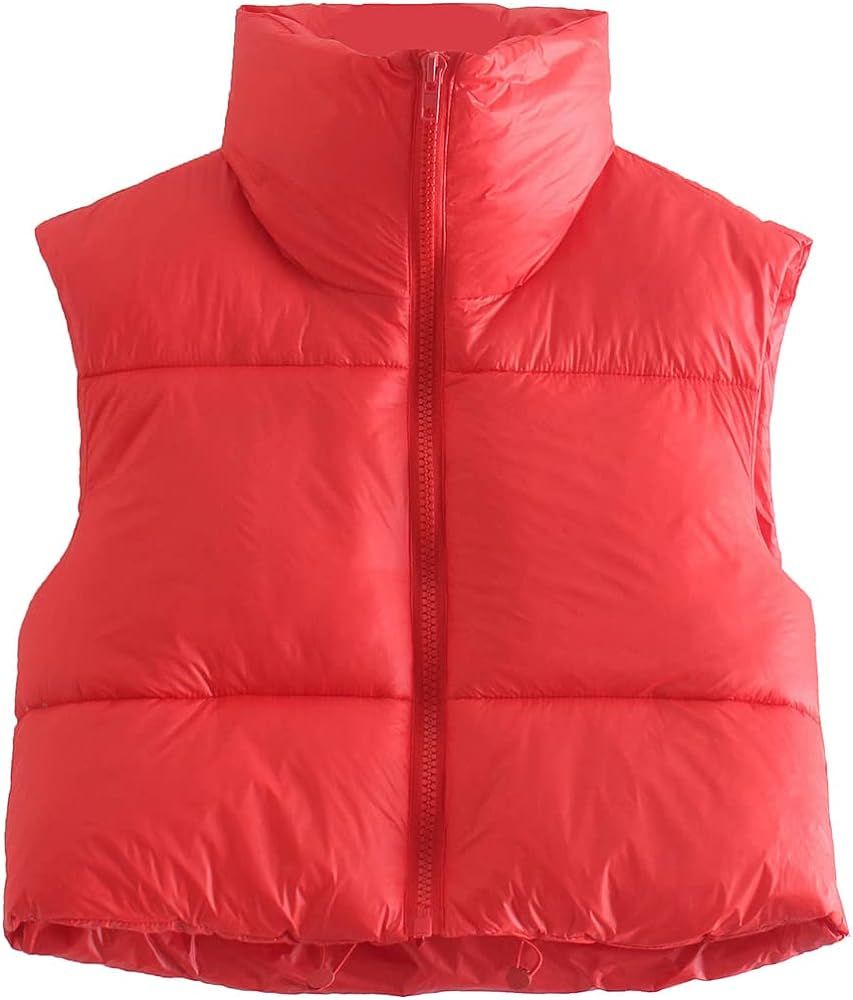 Red Cropped Puffer Vest   | Amazon (US)