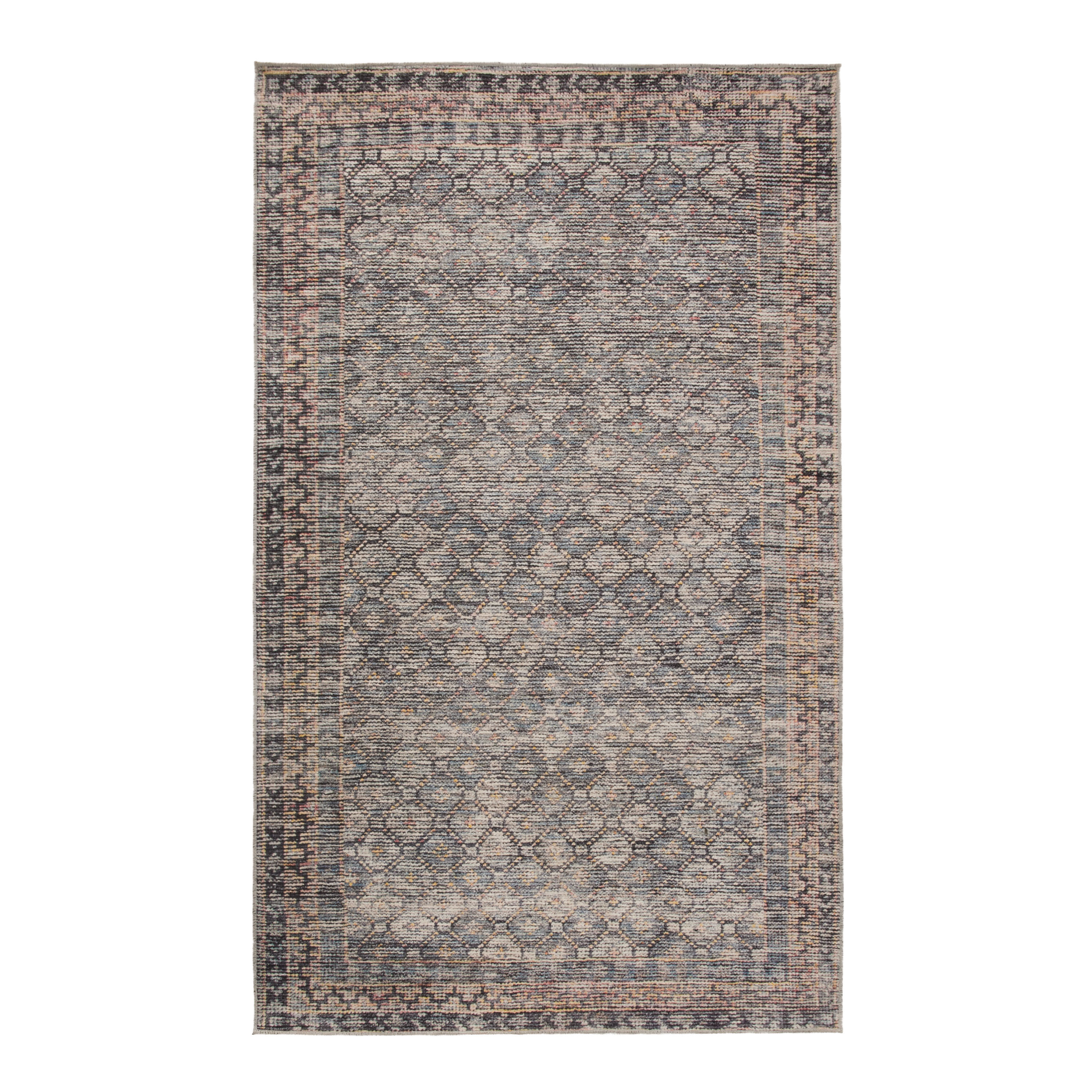 Dasi Gray Blue Diamond Tile Distressed Area Rug | World Market