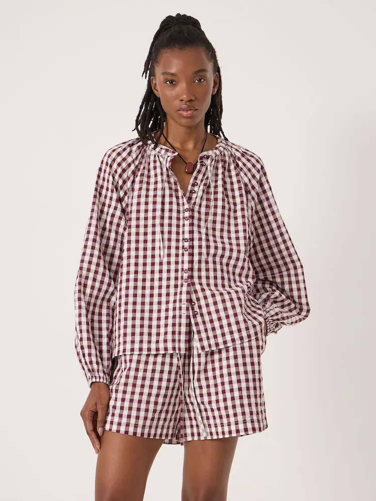 Hush Elsa Gathered Gingham Beach Shirt | Next EU