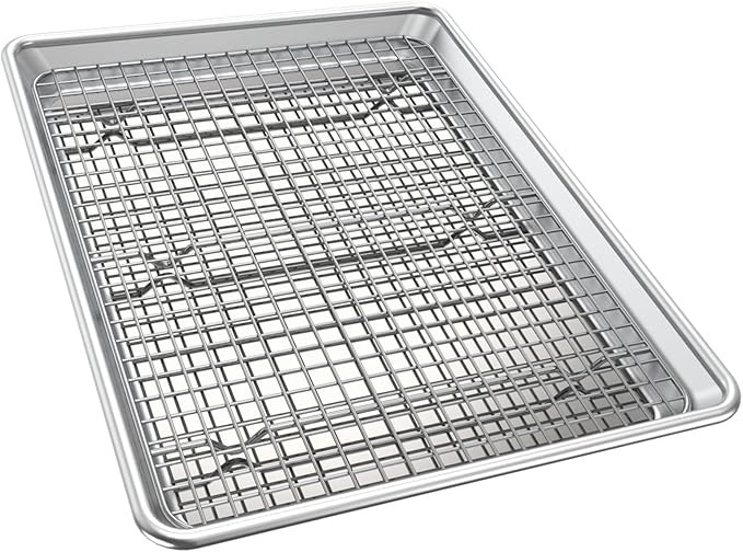 Half Sheet Pans with Rack Set, 18 Inch Commercial Quality Baking Sheet Pan Set, Natural Aluminum ... | Amazon (US)