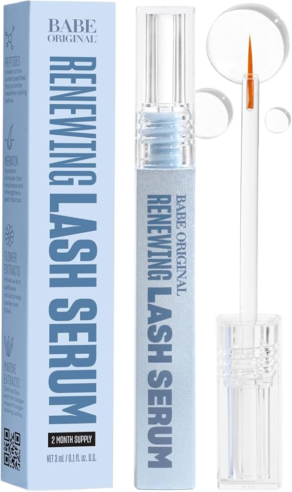 BABE ORIGINAL Renewing Lash Serum – Peptide-Infused Eyelash Serum for Fuller, Longer-Looking Na... | Amazon (US)