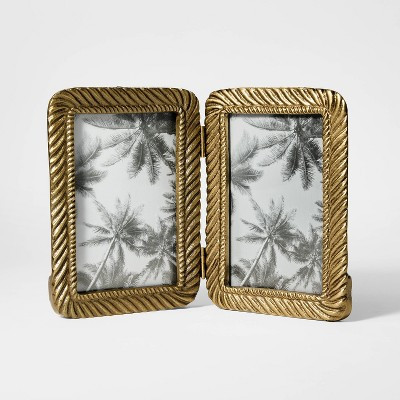 4"x6" Metal Rope Folding Picture Frame Brass - Threshold™ designed with Studio McGee | Target