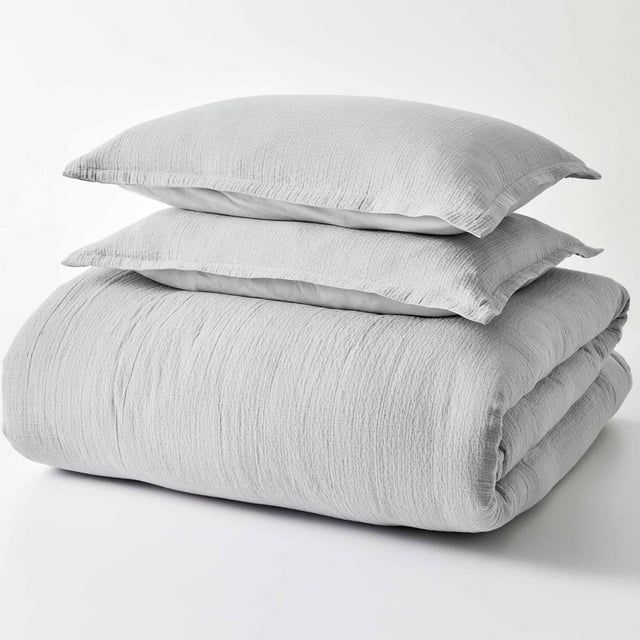 Better Homes & Gardens 3-Piece Soft Silver Crinkled Gauze Comforter Set, Adult Full/Queen | Walmart (US)
