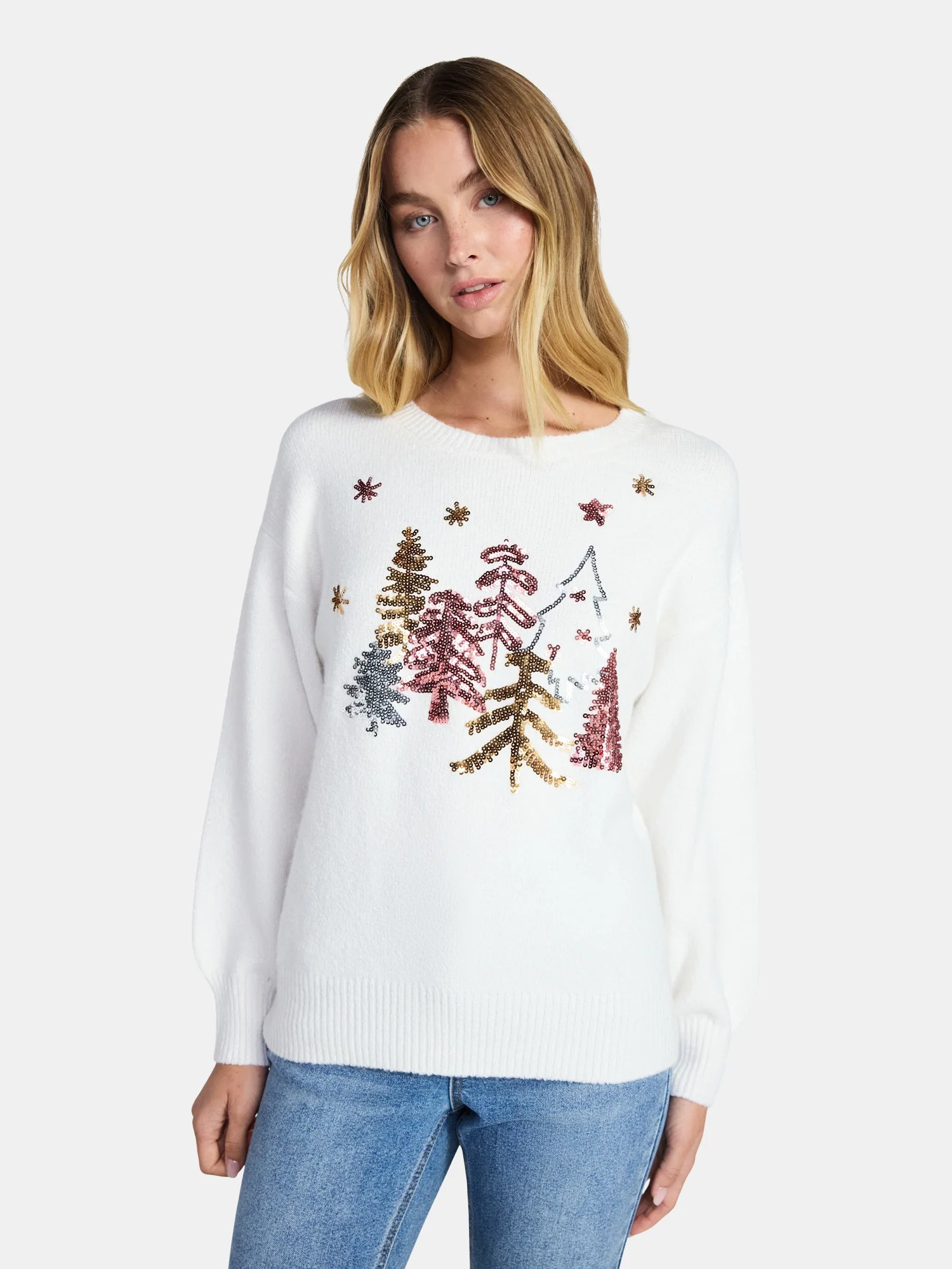 Holiday Time Women's and Women's Plus Pretty Christmas Sweater, Sizes XXS-3X | Walmart (US)