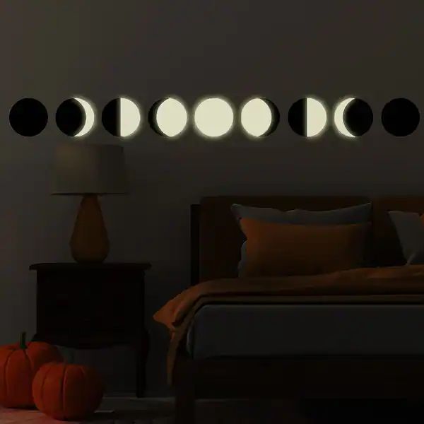 Mystic Moon Phases Glow-in-the-Dark Peel and Stick Halloween Decals - On Sale - Overstock - 34466... | Bed Bath & Beyond