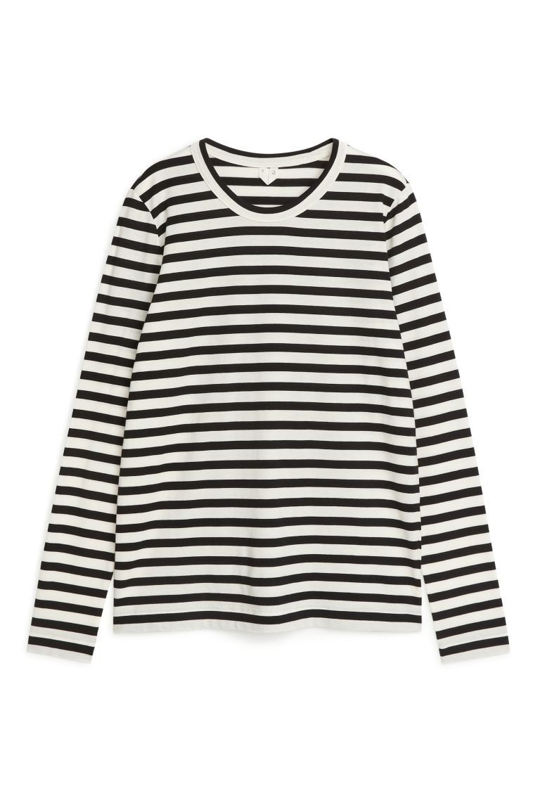 T-shirt met lange mouwen - Ronde hals - Lange mouwen - Zwart/beige - DAMES | H&M NL | H&M (DE, AT, CH, NL, FI)