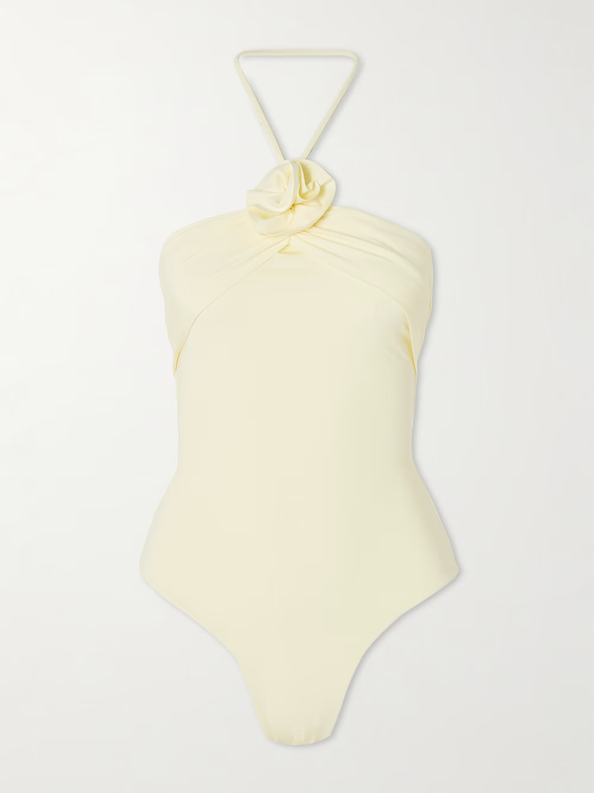 Agapi floral-appliquéd ruched halterneck swimsuit | NET-A-PORTER (US)