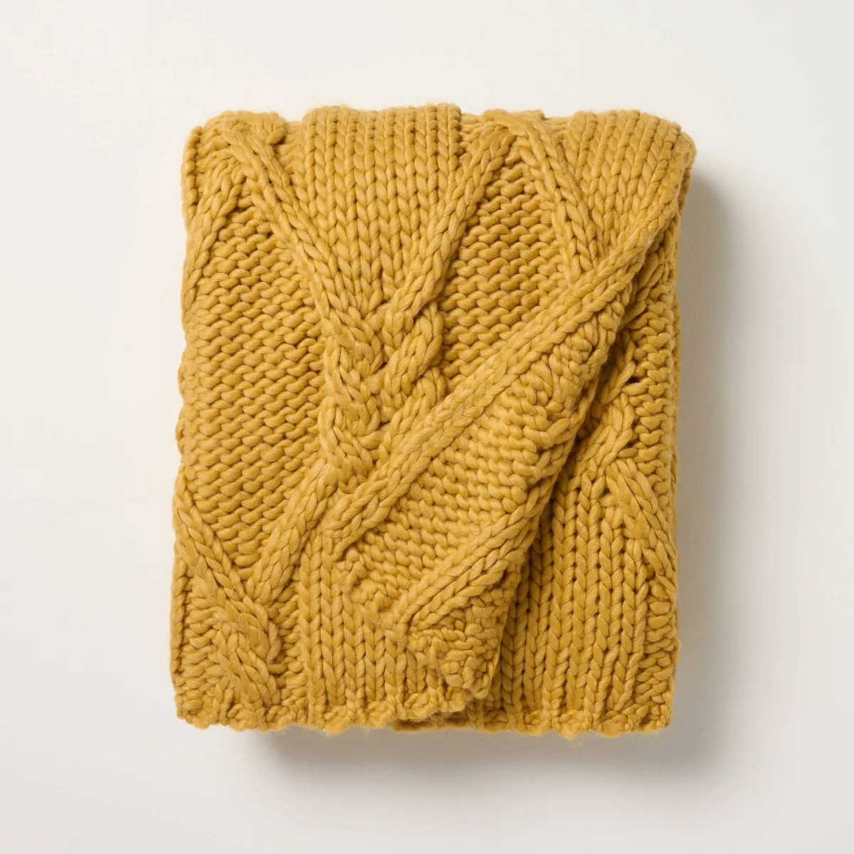 Cable Knit Throw Blanket Yellow - Hearth & Hand™ with Magnolia | Target