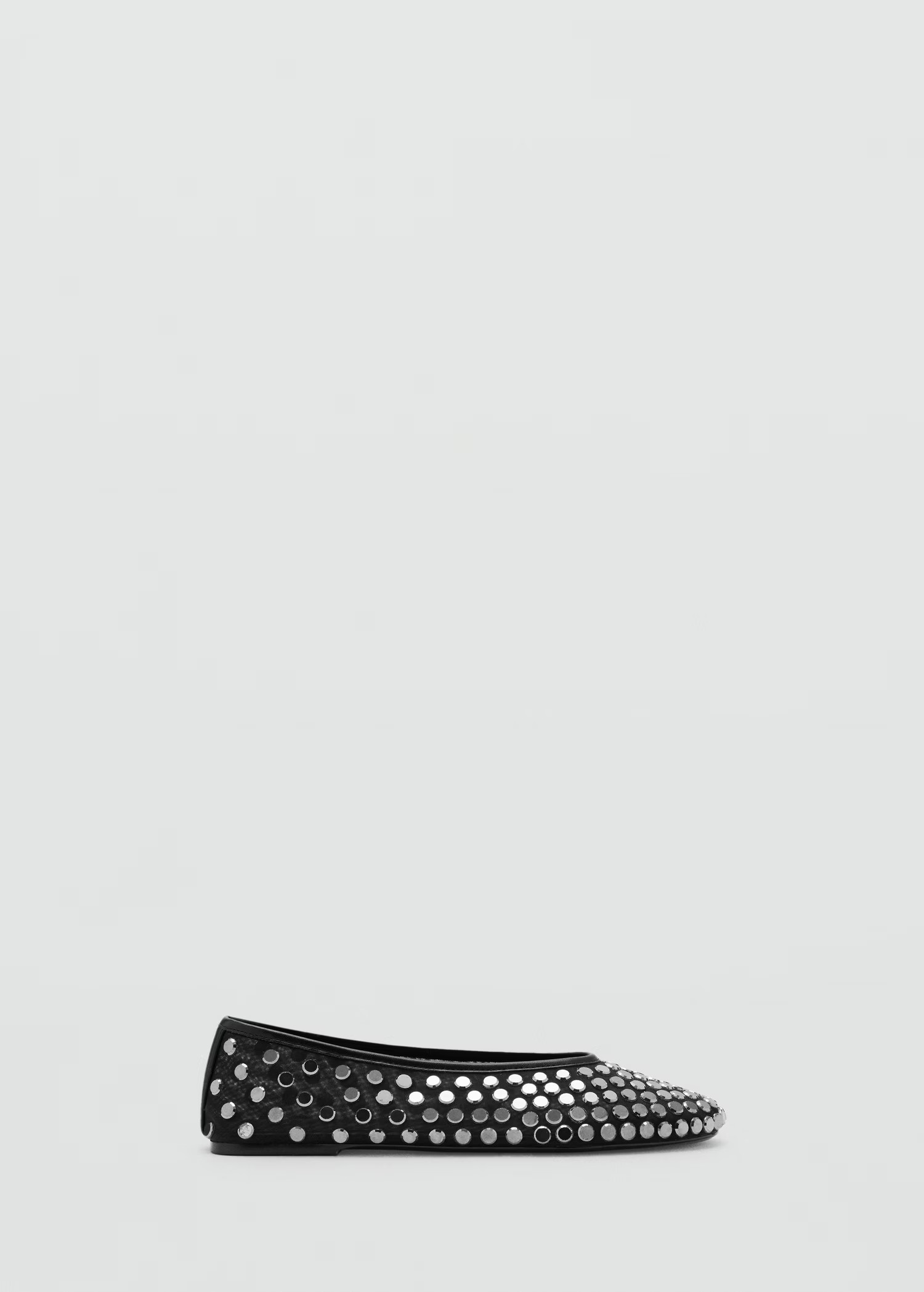 Mesh ballet flats with studs | MANGO (UK)