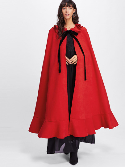 SHEIN Manteau à volants avec nœud lacet du col | SHEIN