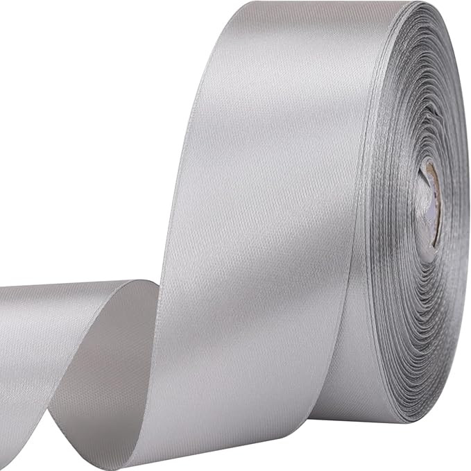1-1/2 inches 50 Yard Grey Satin Ribbon for Gift Wrapping, Wedding, Crafts, Christmas,Easter, Flor... | Amazon (US)