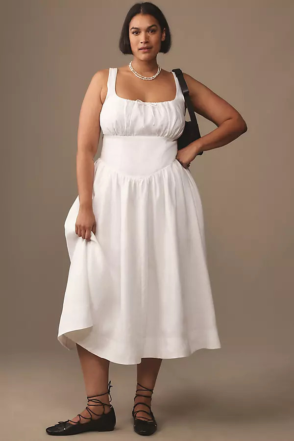 Balia Linen Midi Dress | Anthropologie (US)