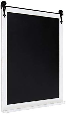 Kate and Laurel Cates Modern Farmhouse Barn Door Wood Framed Chalkboard, Rustic White | Amazon (US)