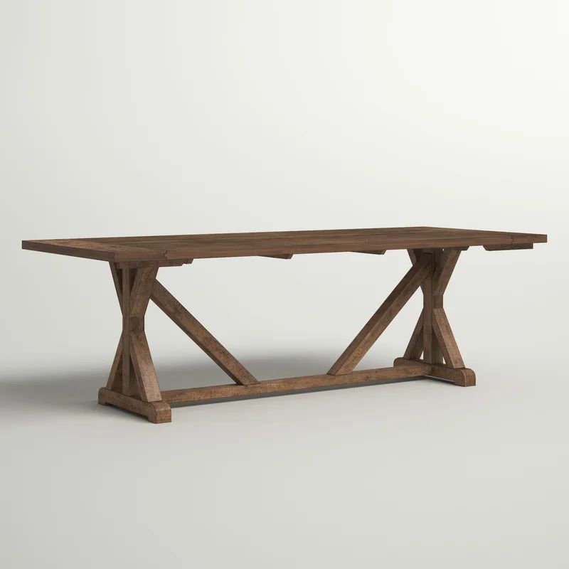 Agnon 96.5'' Reclaimed Wood / Pine Solid Wood Trestle Dining Table | Wayfair North America