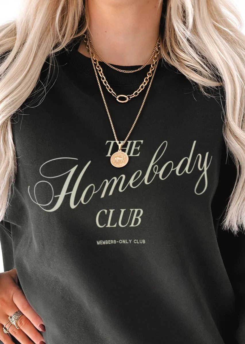 HOMEBODY CLUB OVERSIZED GRAPHIC SWEATSHIRT | Pebby Forevee