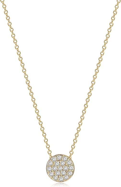 Valloey Rover Tiny Dot Pendant Necklace,Dainty 14K Gold Plated Sterling Silver Round Dot Circle C... | Amazon (US)
