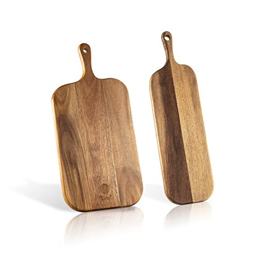 Wood Cutting Board Set with Handle for Kitchen Large and Small Long 2 Packs Acacia Wooden Kitchen Cutting Boards for Meat, Cheese, Bread,Vegetables Fruits- Charcuterie Board Serving Board | Amazon (US)