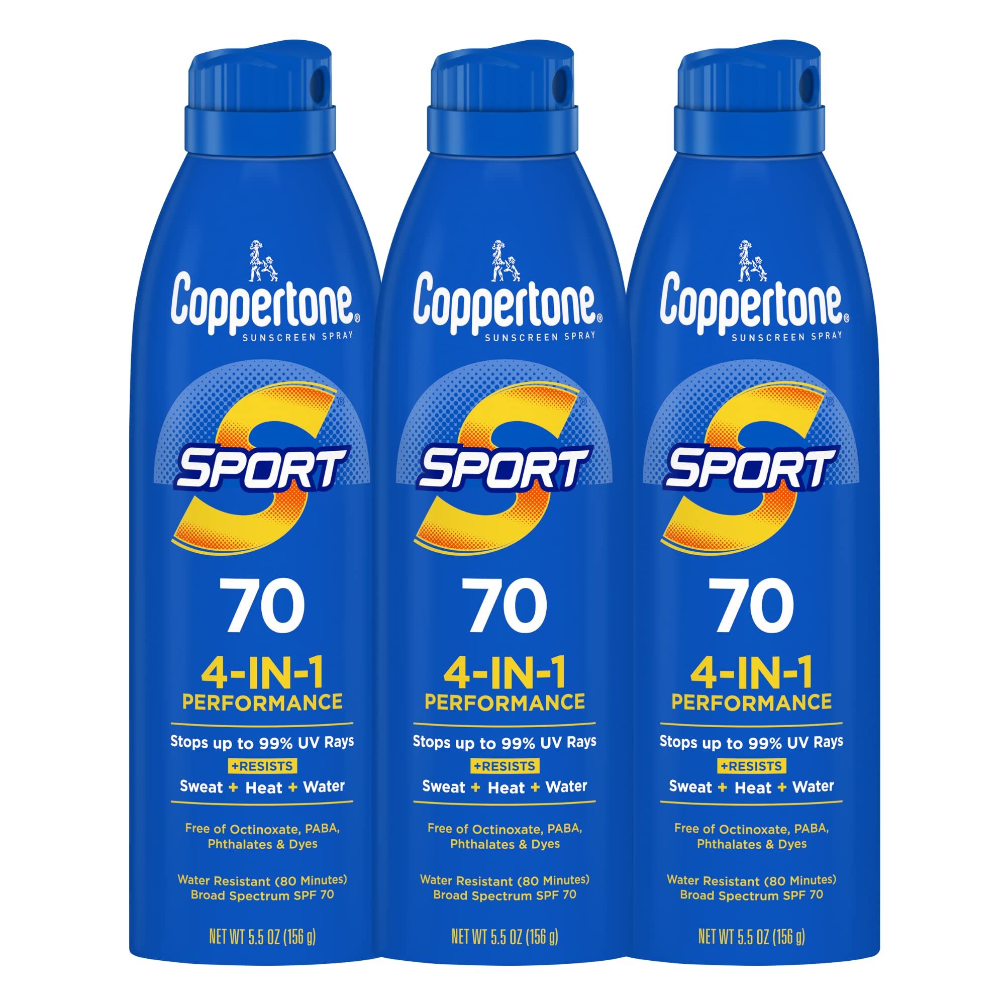 Coppertone SPORT Sunscreen Spray SPF 70, Water Resistant Sunscreen, Broad Spectrum SPF 70 Sunscre... | Amazon (US)