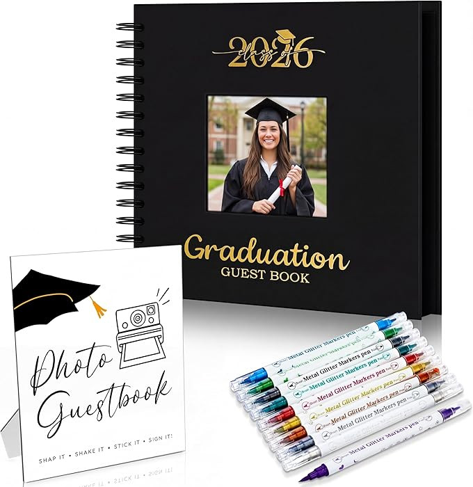 12 Pcs 2026 Graduation Guest Book with Photo Sign Decor 80 Pages Class of 2026 Scrapbook Photo Al... | Amazon (US)