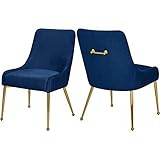 Meridian Furniture Ace Collection Velvet Upholstered Dining Chair with Polished Gold Legs, 24" W x 2 | Amazon (US)