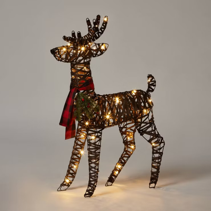 LED Faux Rattan Deer Novelty Sculpture Light Warm White with Brown Wire - Wondershop™ | Target