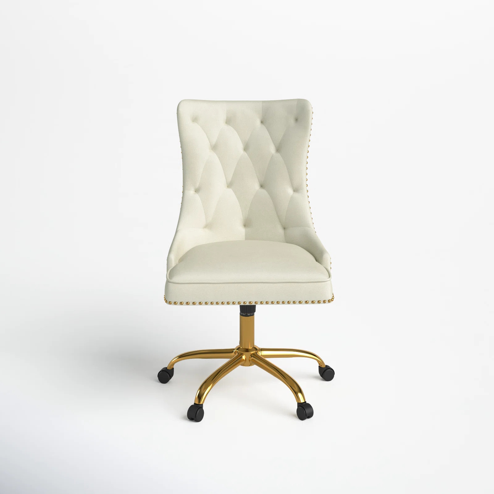 Lisa Swivel Height-Adjustable Wingback Tilting Velvet Task Chair with Tufted Naihead Trim | Wayfair North America