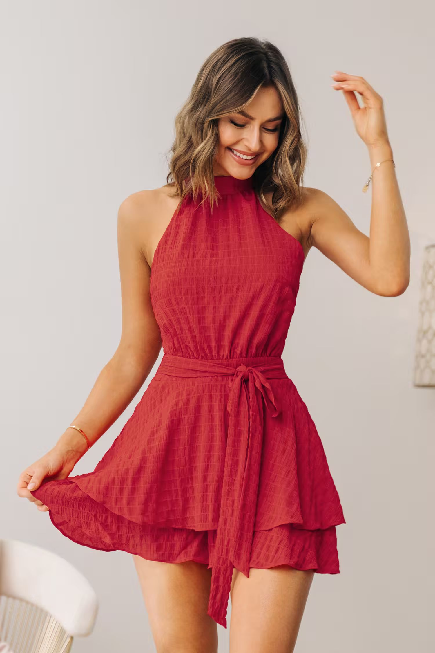 Butterfly Ruffle Round Neck Romper | Cupshe US