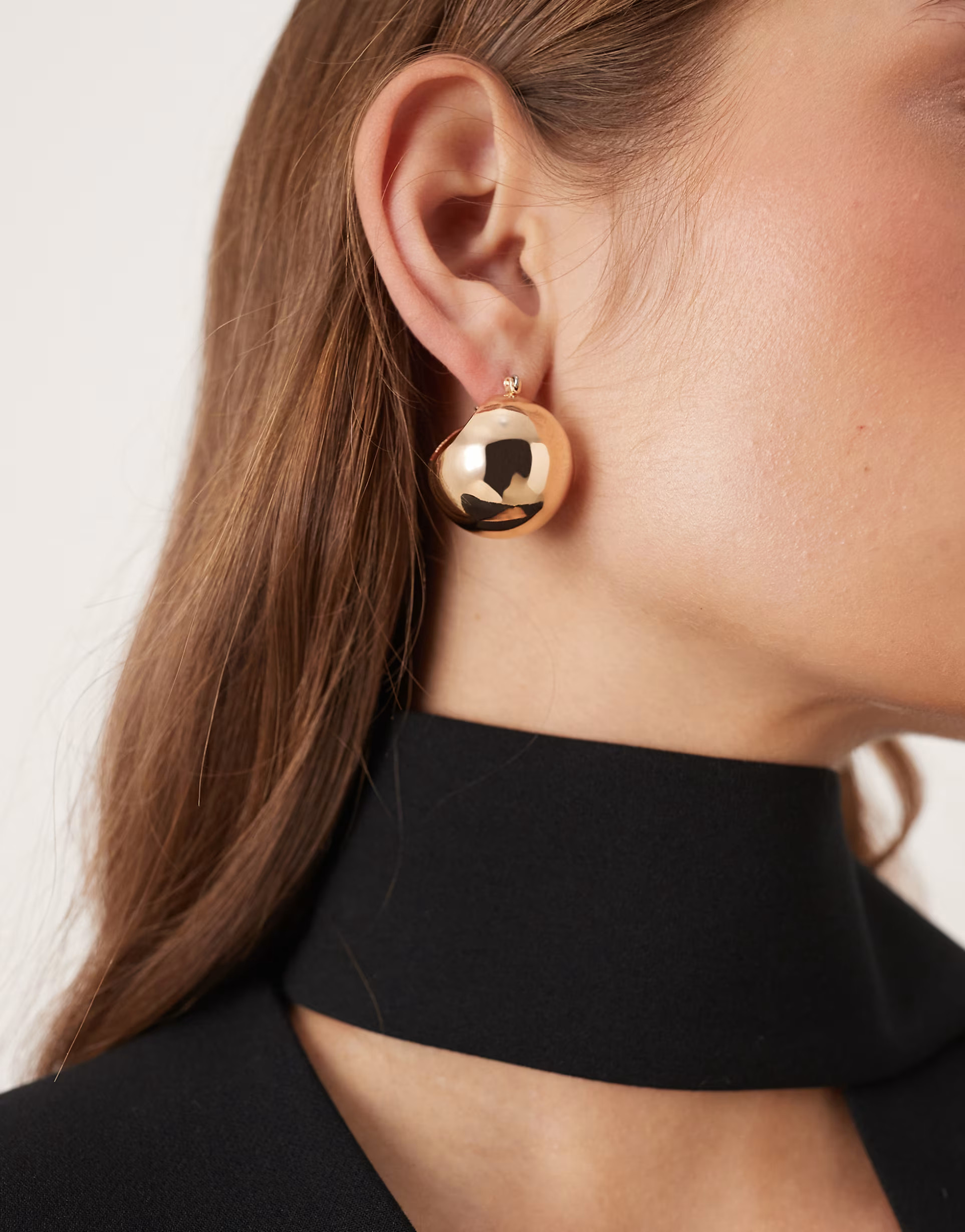 ASOS DESIGN earrings with large clean spherical shape in gold tone | ASOS (Global)