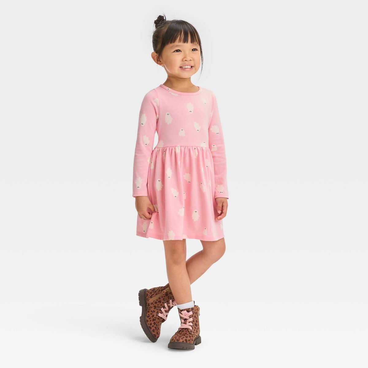 Toddler Girls' Ghost Long Sleeve Dress - Cat & Jack™ Pink | Target