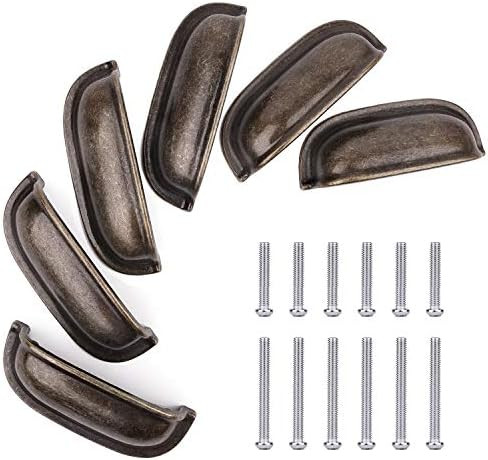 BIGLUFU Drawer Cabinet Pulls Shell Handle Kitchen Knobs, 6pc Bronze, 2.5 inch Hole Center - - Ama... | Amazon (US)