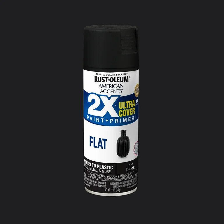 Black, Rust-Oleum American Accents 2X Ultra Cover Flat Spray Paint-327866, 12 oz - Walmart.com | Walmart (US)
