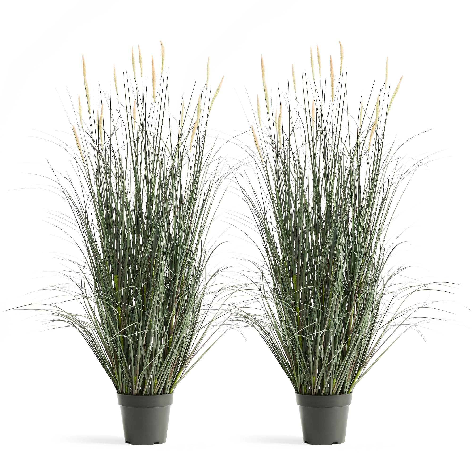 Faux 4ft 2-Pack Horsetail Reed Grass with Pink Spikes, 48in Tall Indoor Outdoor Fake Grass in Pot... | Amazon (US)