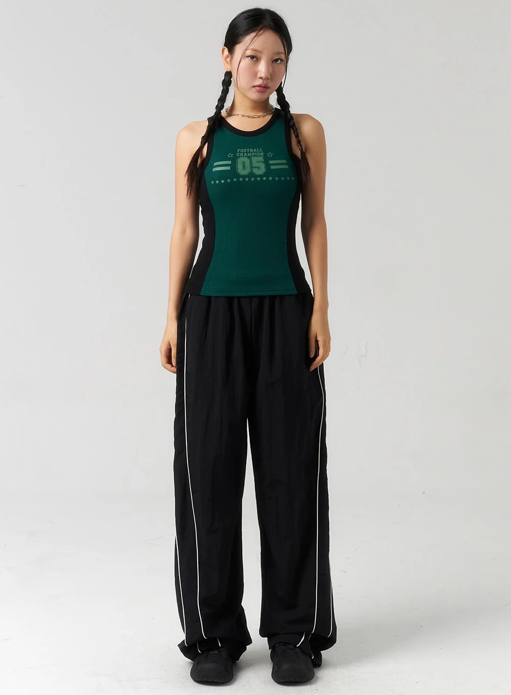 Stripe Nylon Track Pants CU323Black / S/M | Lewkin