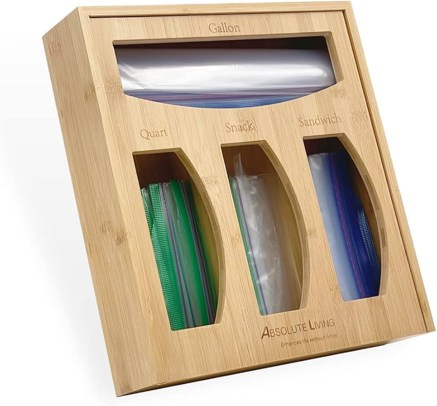 Absolute Living Bamboo Ziplock Bag Organizer for Drawer - Great for Organizing - 4-in-1 Eco Frien... | Amazon (US)