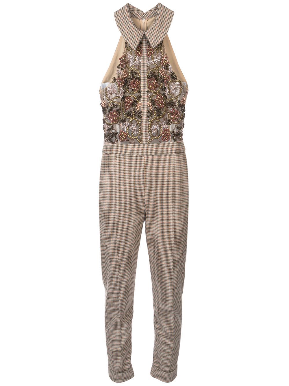 Patbo embellished tweed jumpsuit - Brown | FarFetch Global