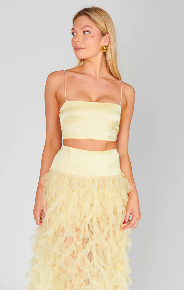 Tucker Top ~ Pale Yellow Luxe Satin | Show Me Your Mumu