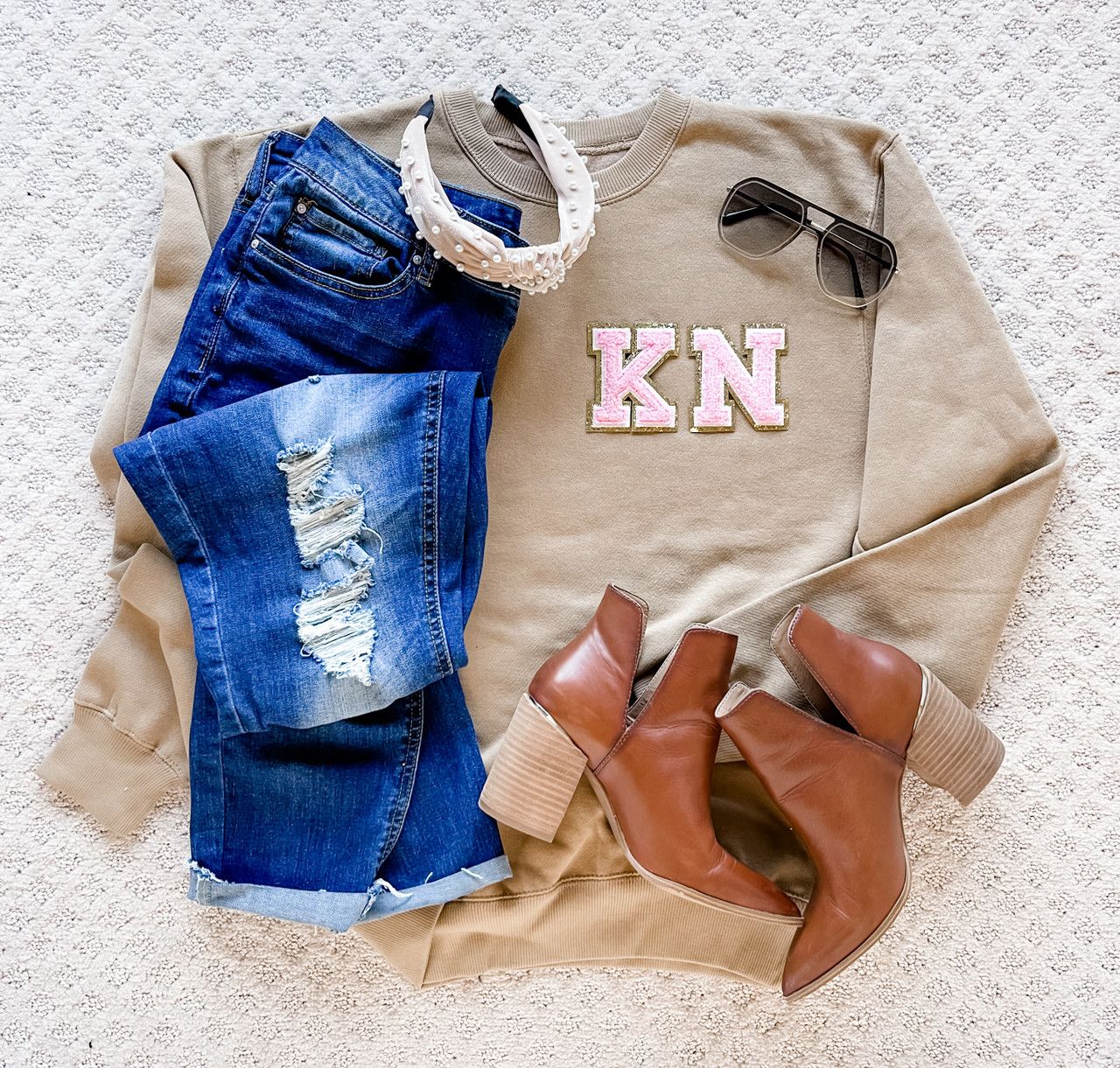 Tan Sweatshirt - INITIALS | Jennifer Ann