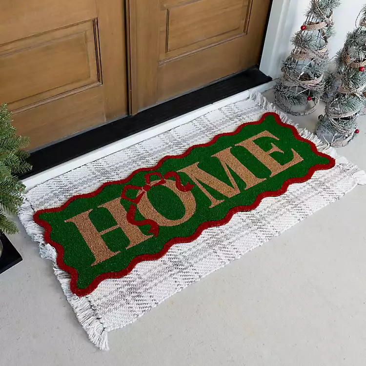 Scalloped Red & Green Home Coir Doormat | Kirklands