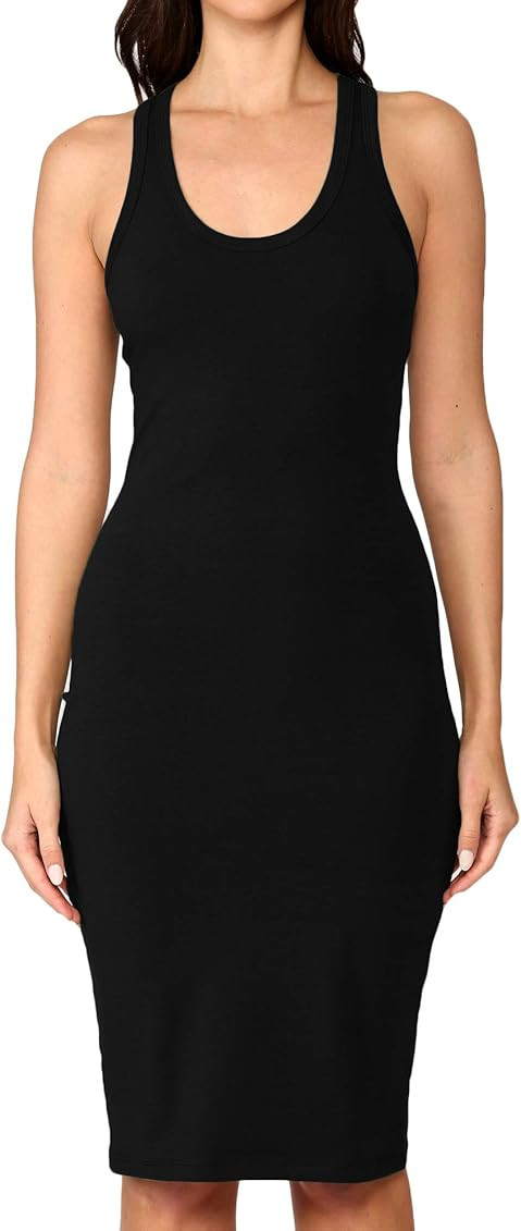 Women's Fitted Sleeveless Racerback Midi Bodycon Tank Dress | Amazon (US)