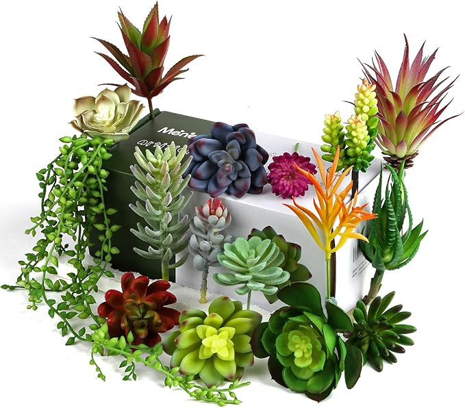Meneco Faux Succulents Artificial Plants – 16 Pack Lifelike Fake Succulent Plants Unpotted | Amazon (US)