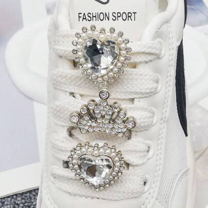 2 pièces Décorations de lacets de chaussures en forme de couronne dorée et argentée en strass, boucles brillantes en ABS. Accessoires de décoration DI | SHEIN