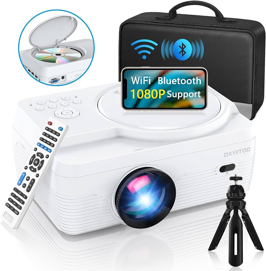 Full HD WiFi Bluetooth Projector Built in DVD Player, 12000LM 1080P Supported, Portable Mini DVD ... | Amazon (US)