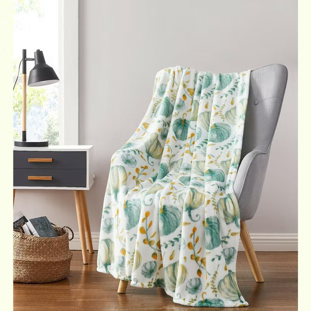Kate Aurora Teal Halloween Harvest Pumpkins Oversized Blanket Accent Throw - 50 in. W x 70 in. L | Target