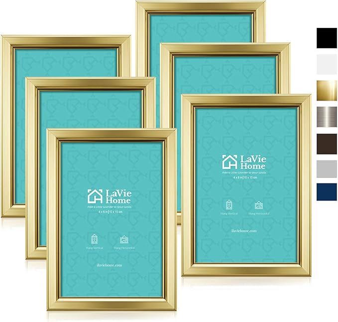 LaVie Home 4x6 Picture Frames (6 Pack, Gold) Simple Designed Photo Frame with High Definition Gla... | Amazon (US)