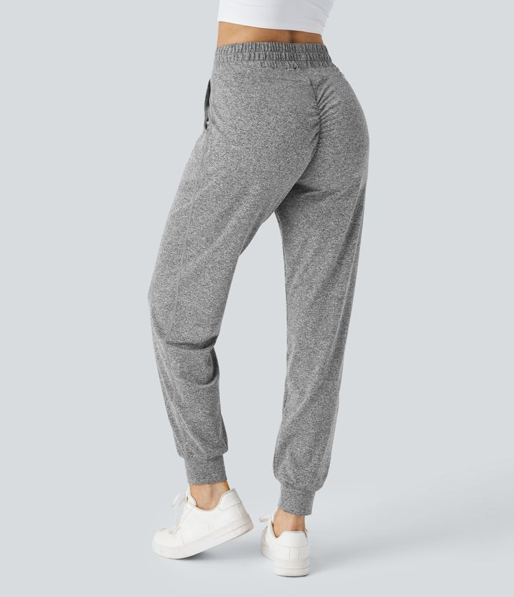Women’s High Waisted Drawstring Side Pocket Ruched Yoga Joggers - Halara | HALARA