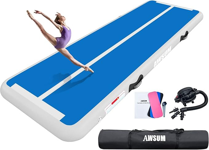 AWSUM Inflatable Air Gymnastics Mat 10ft/13ft/16ft/20ft/23ft Training mat 4/8 inches Thick tumbli... | Amazon (US)