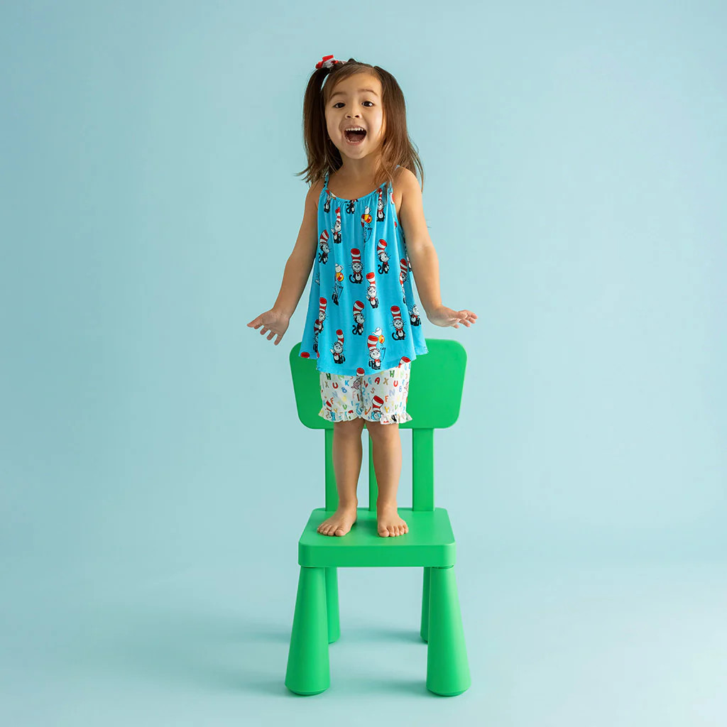 Blue Peplum Shorts Set | Dr. Seuss Cat in the Hat | Posh Peanut