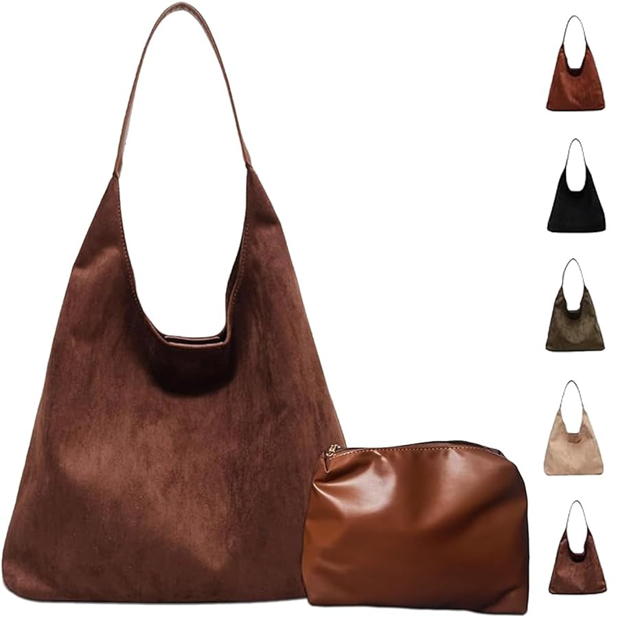Suede Bag for Women Suede Hobo Bags Suedes Tote Bag Suedes Handbag Shoulder Bag | Amazon (US)