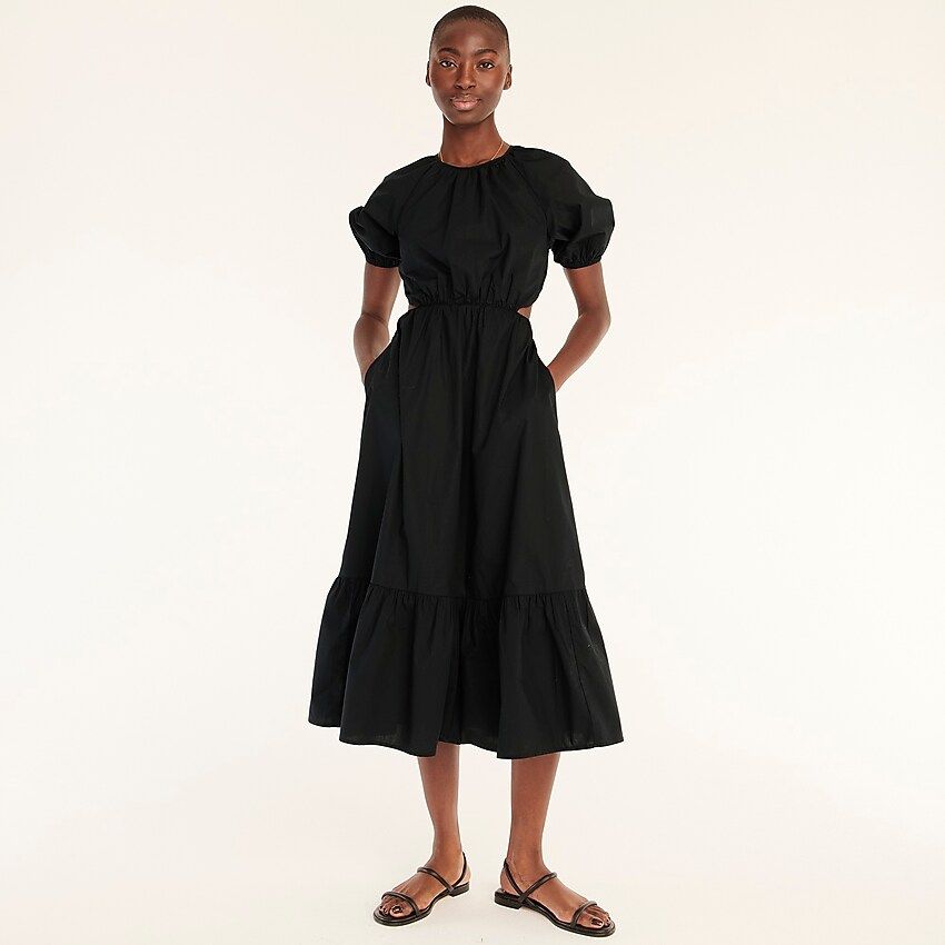 Side-cutout cotton poplin dress | J.Crew US